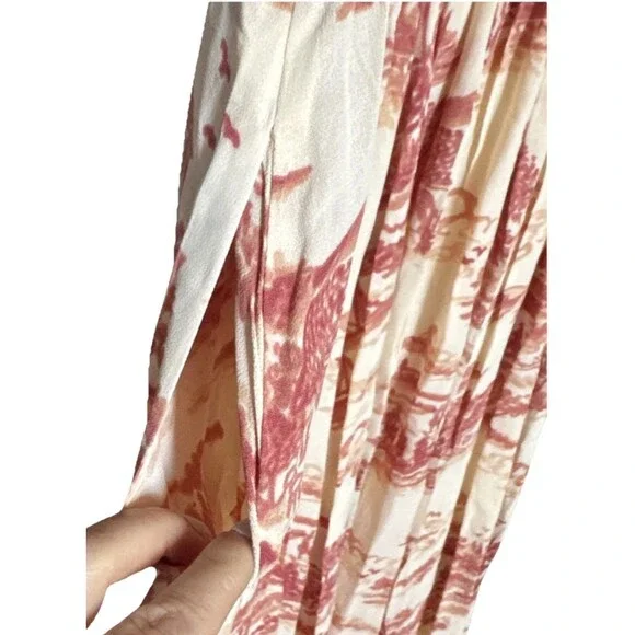 New NWT Reformation Farah Size 10 Sleeveless V-Neck Midi Blush/Ivory Dress - Picture 8 of 11